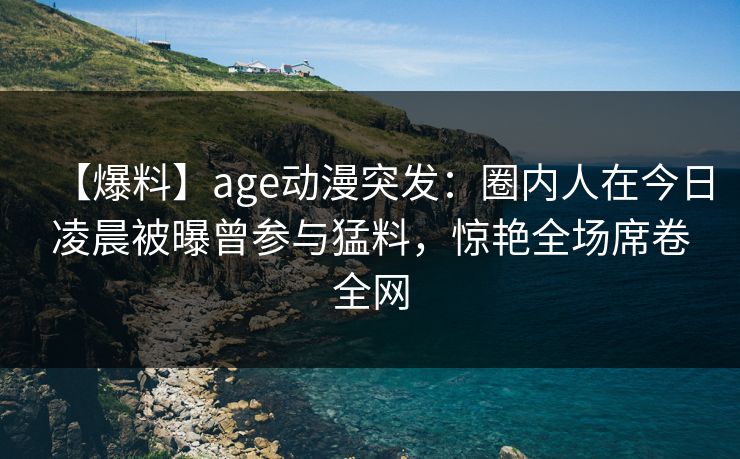 【爆料】age动漫突发:圈内人在今日凌晨被曝曾参与猛料,惊艳全场席卷全网