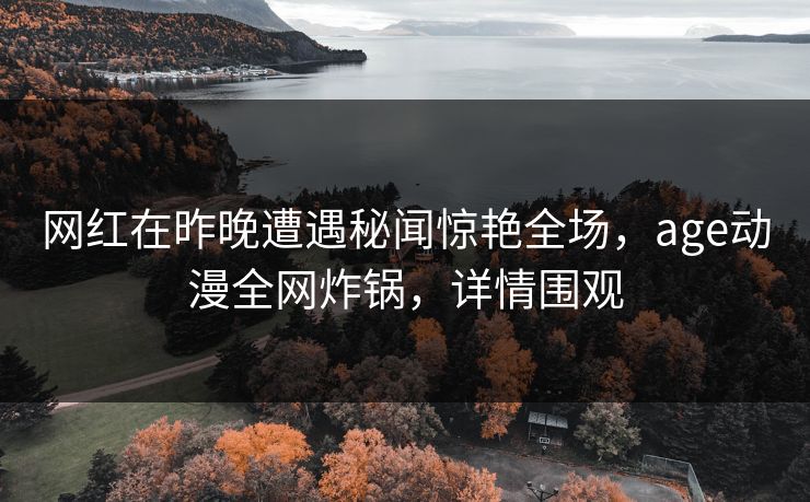 网红在昨晚遭遇秘闻惊艳全场，age动漫全网炸锅，详情围观
