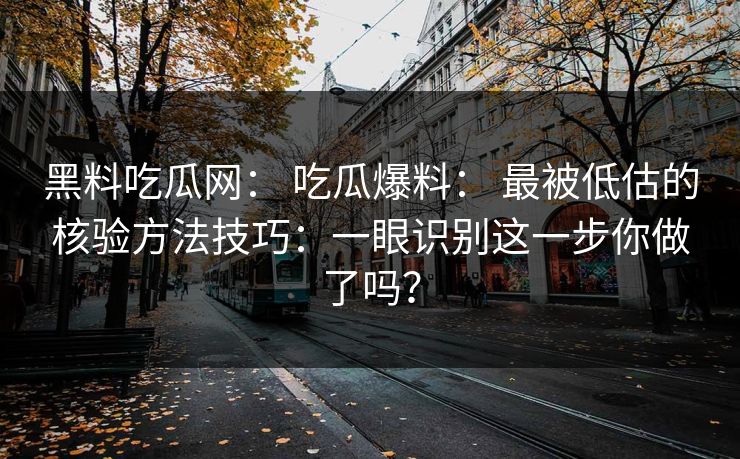 黑料吃瓜网： 吃瓜爆料： 最被低估的核验方法技巧：一眼识别这一步你做了吗？